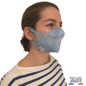 Boldo'AIR ergonomique : masque en tissu denim lavable de catégorie 1