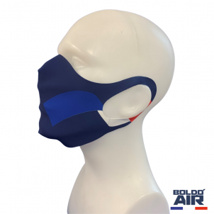 Boldo'AIR uni bleu : masque en tissu bleu lavable de catégorie 1